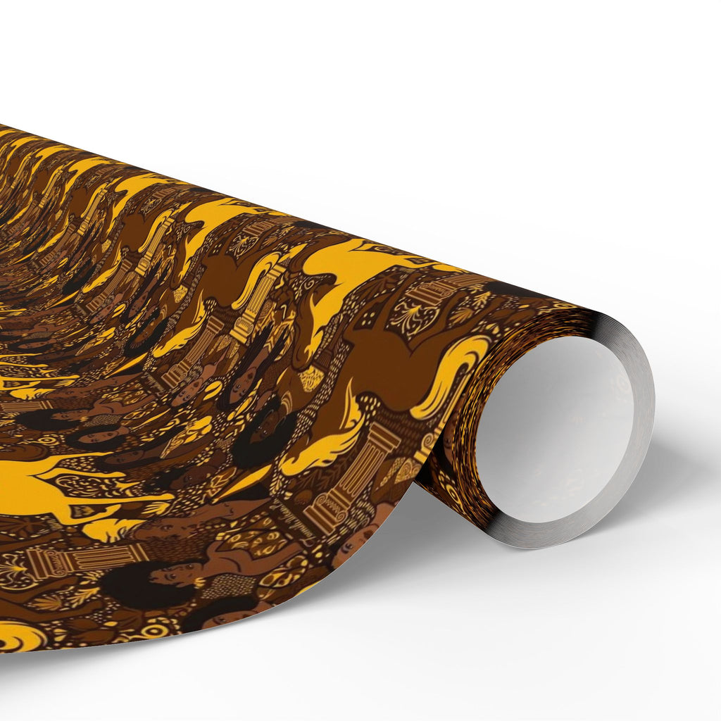 Brown & Gold Heritage Women's Pattern — African American Gift Wrap by Family Wrap Co.