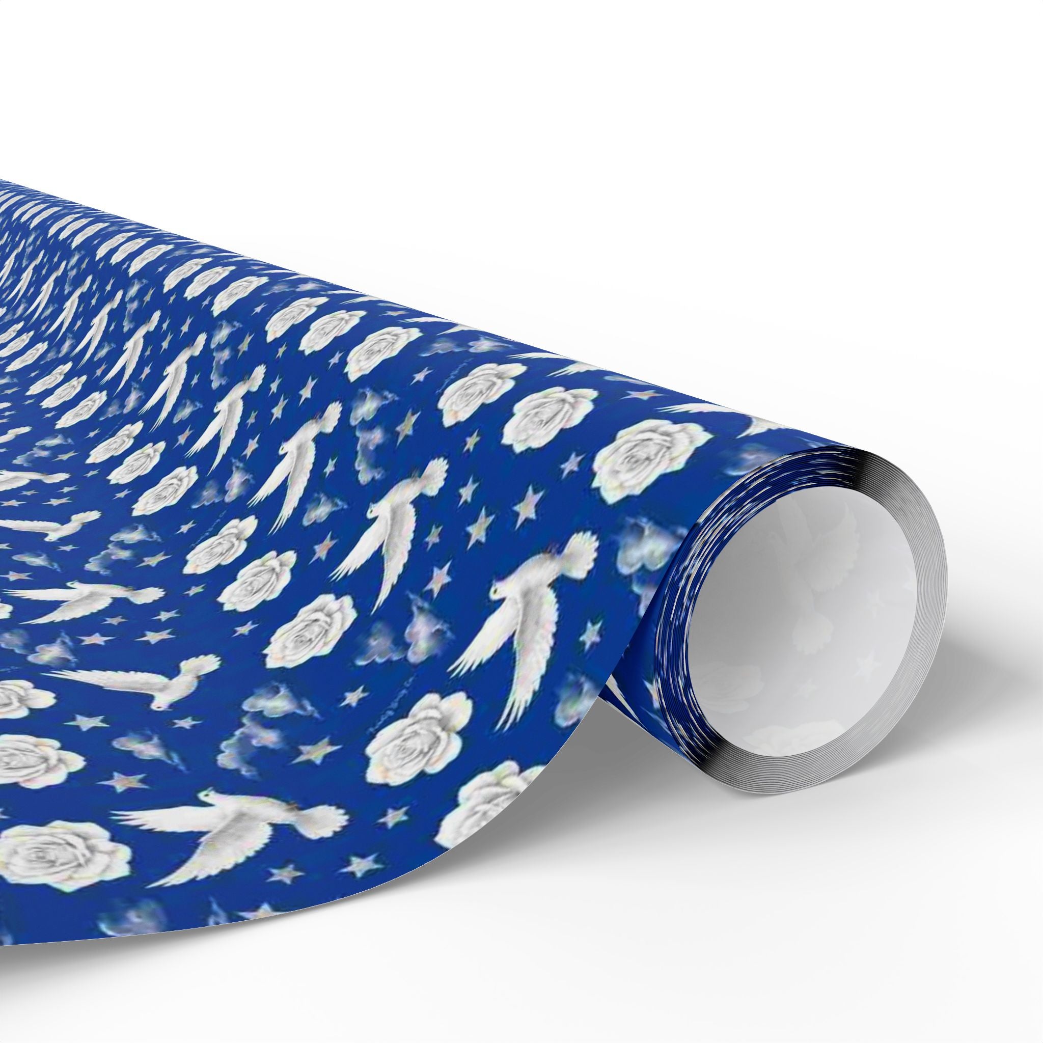 Royal Blue & White Celestial Botanical Gift Wrap — Family Wrap Co.