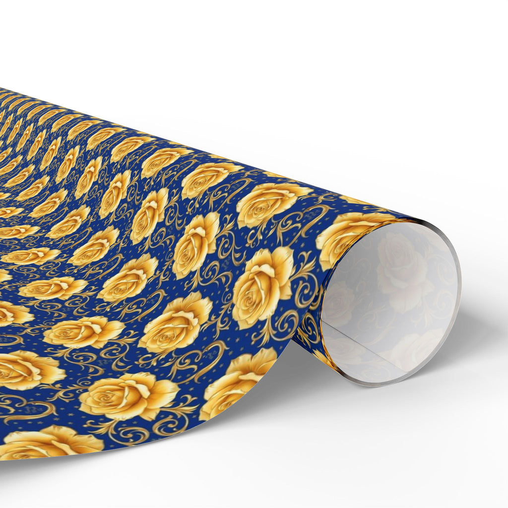Yellow Tea Rose & Gold Filigree Pattern — African American Gift Wrap by Family Wrap Co.