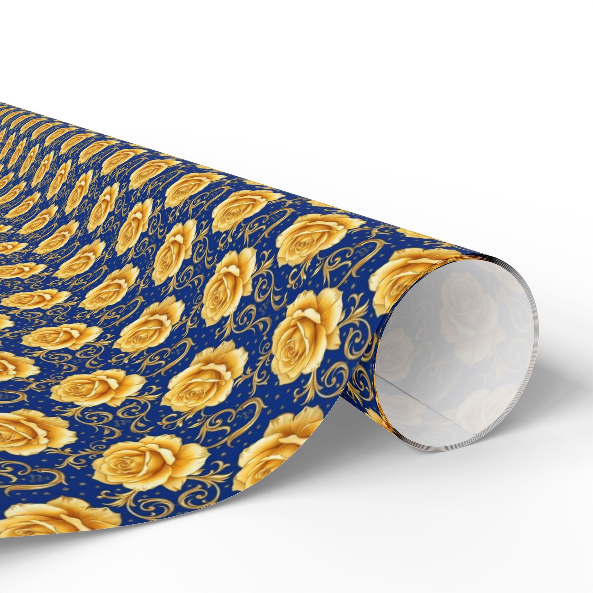 Yellow Tea Rose & Gold Filigree Pattern — African American Gift Wrap by Family Wrap Co.