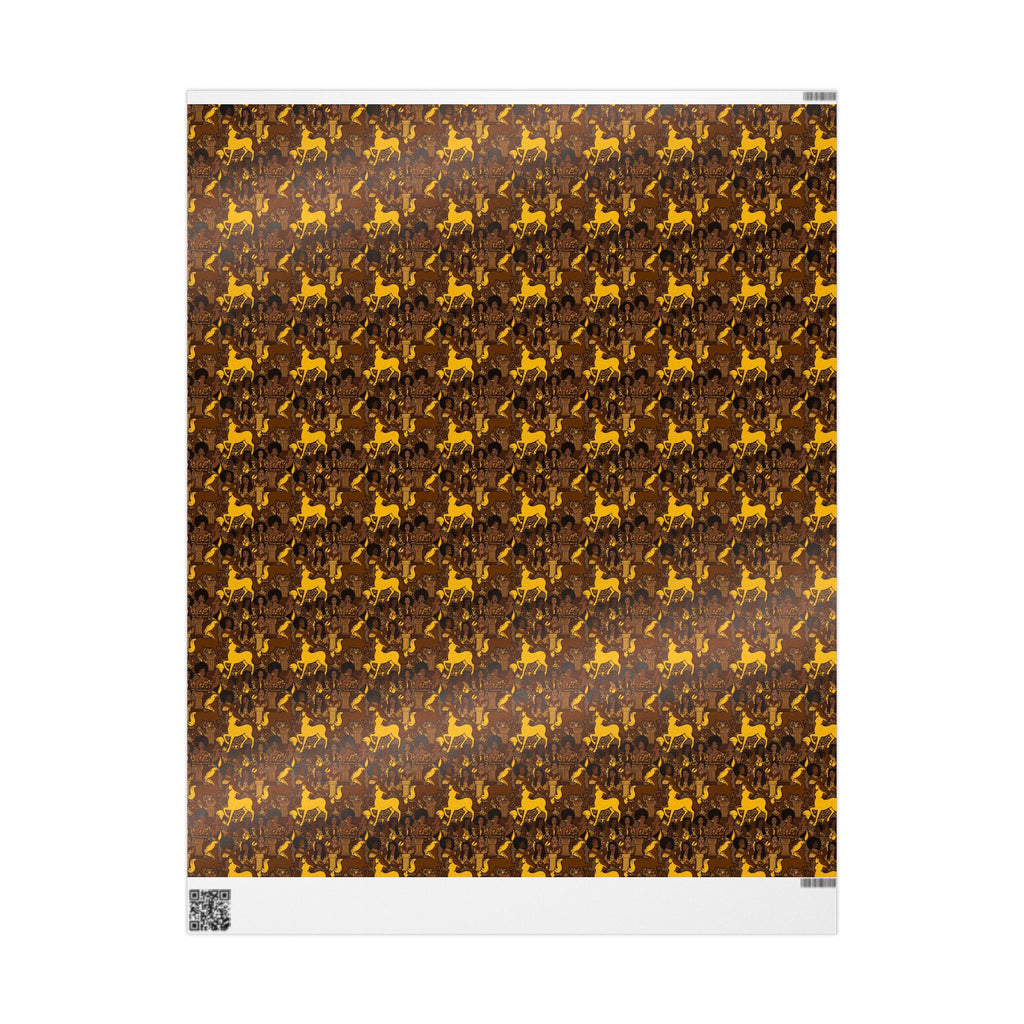 Brown & Gold Heritage Women's Pattern — African American Gift Wrap by Family Wrap Co.
