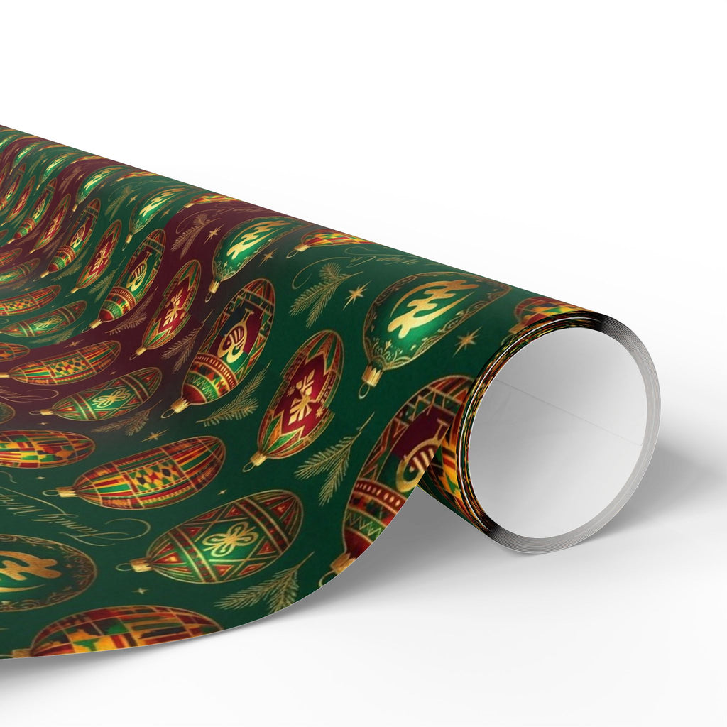 Golden Afrocentric Ornament Pattern — African American Gift Wrap by Family Wrap Co.