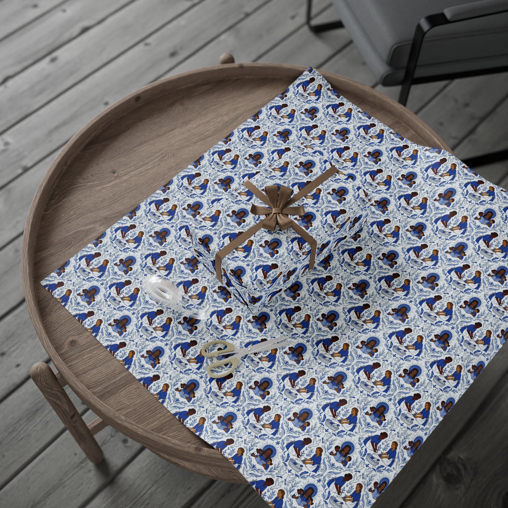 Royal Blue & White Luxury Wrapping Paper — Family Wrap Co.