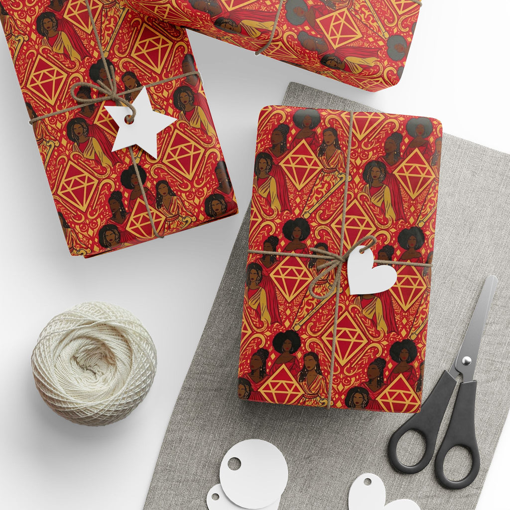 Crimson & Gold Diamond Cane Collection — African American Gift Wrap by Family Wrap Co.