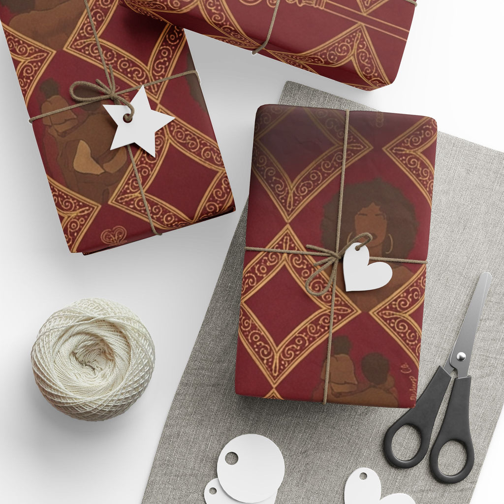 Crimson Diamond & Golden Staff — African American Gift Wrap by Family Wrap Co.