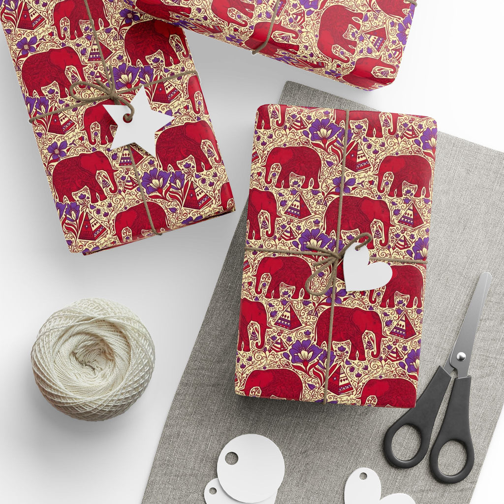 Crimson & Cream Regal Pattern — African American Gift Wrap by Family Wrap Co.