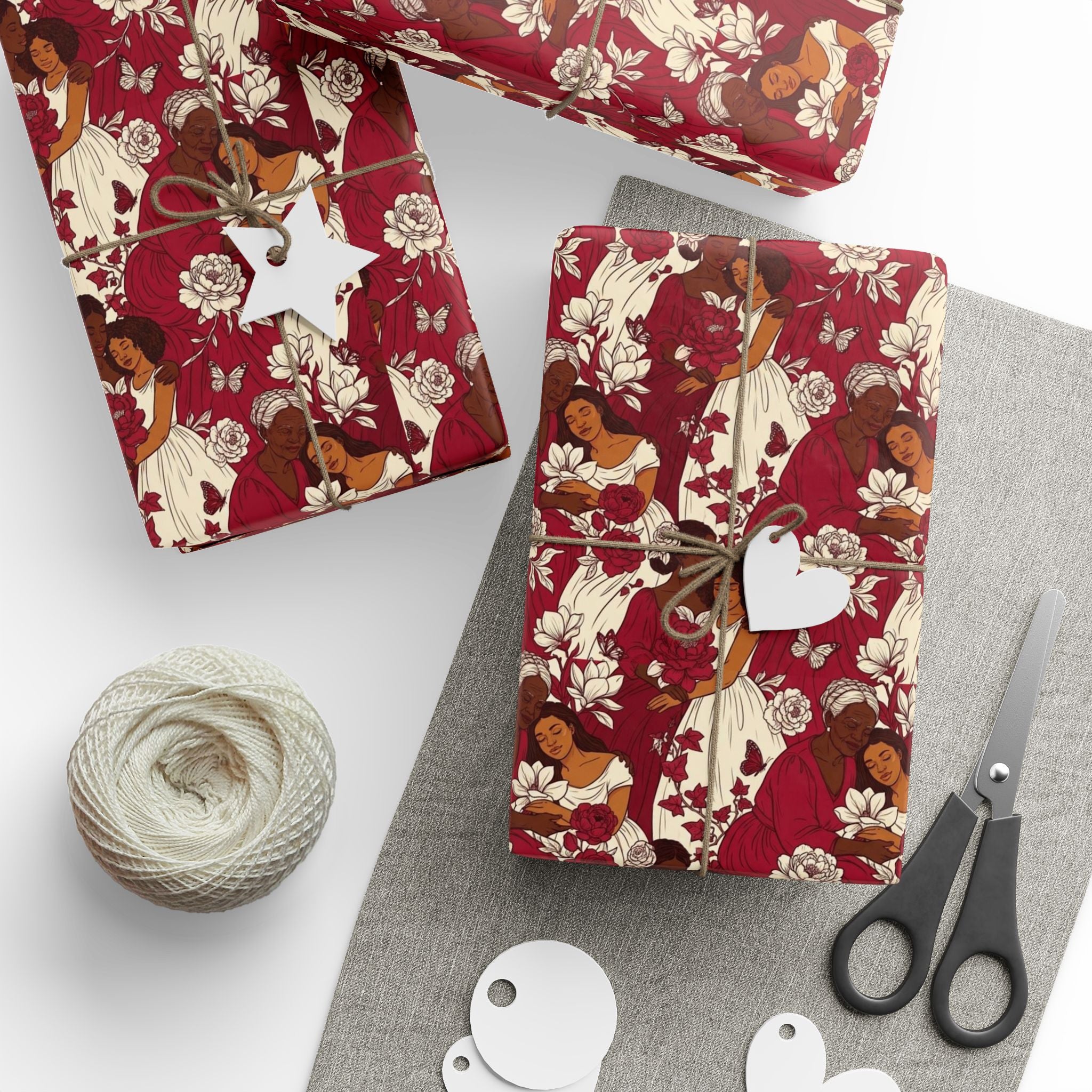 Crimson Cream Garden Gathering Wrapping Paper — Family Wrap Co.