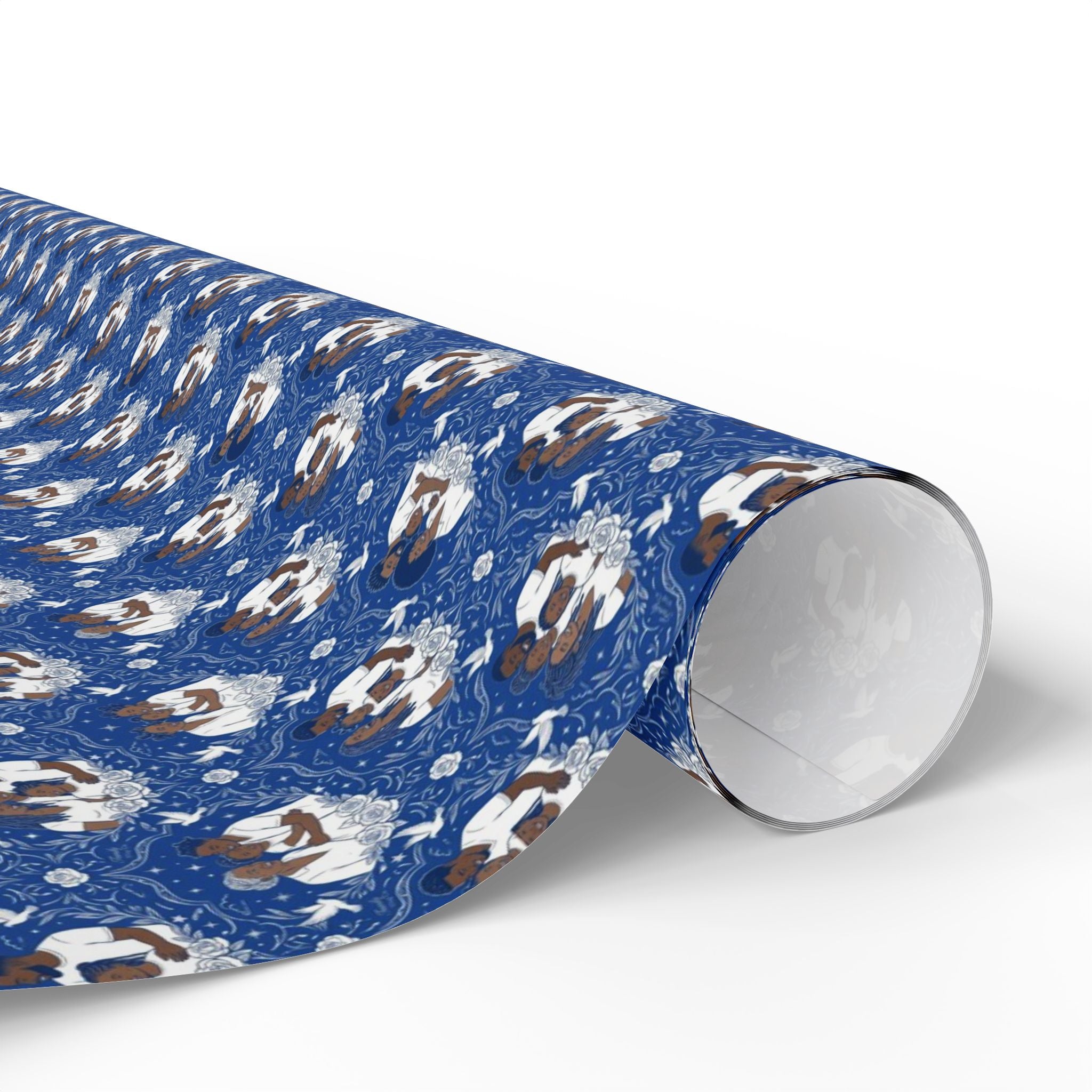 Royal Blue & White Star Rise -- Families of Light — African American Gift Wrap by Family Wrap Co.