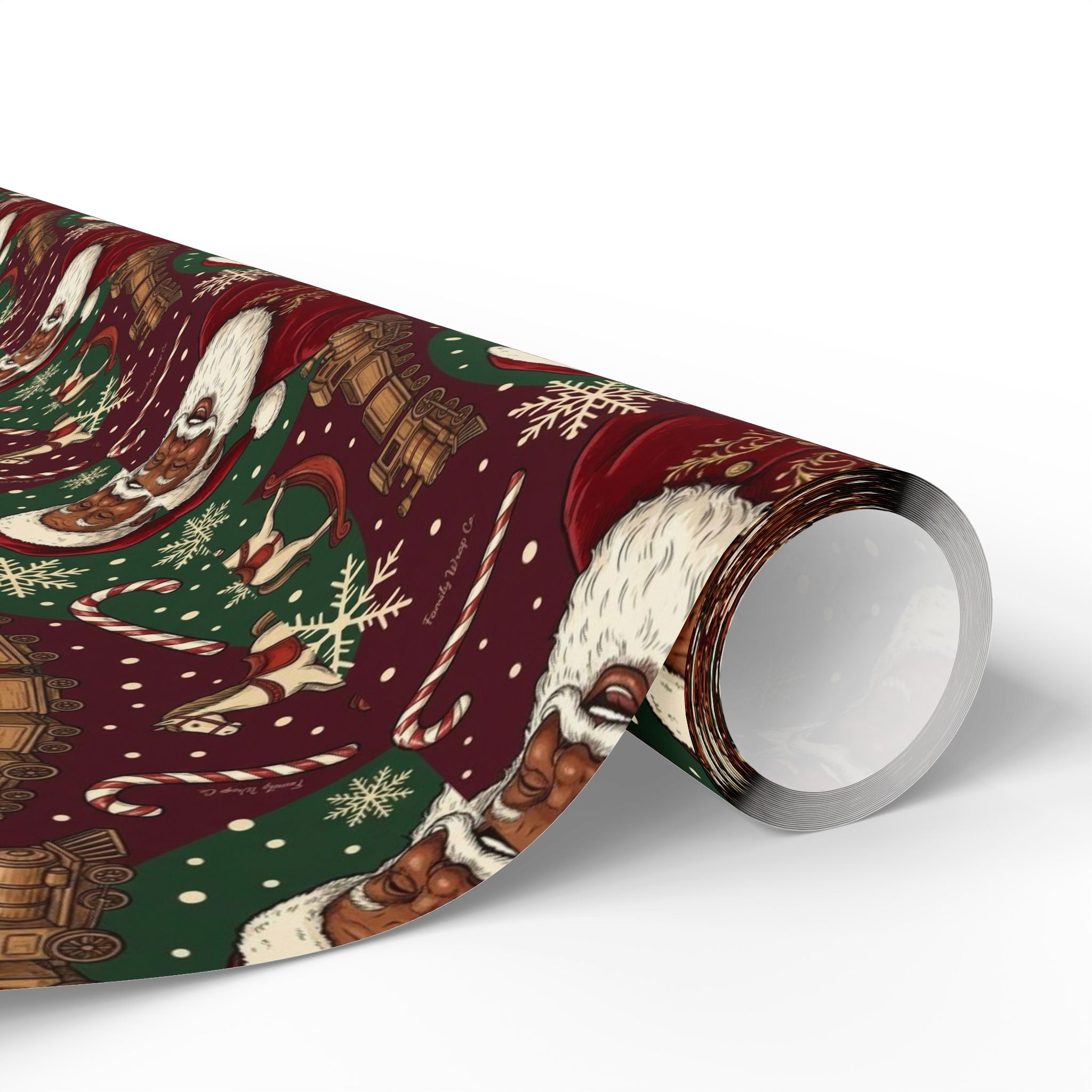 Jolly Black Santa Workshop Pattern — African American Gift Wrap by Family Wrap Co.