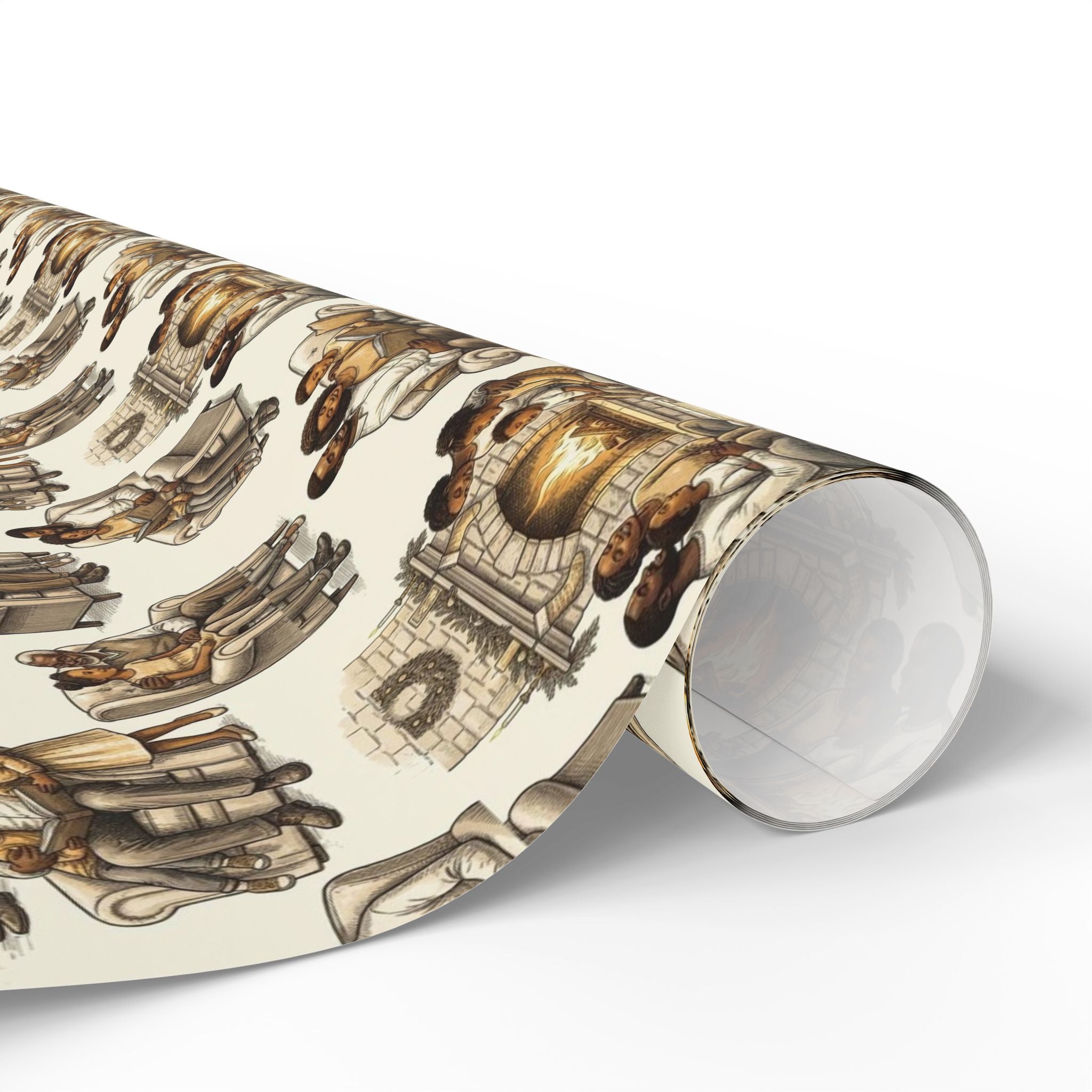 Neutral Toile Hearthside Family Wrapping Paper — Family Wrap Co.