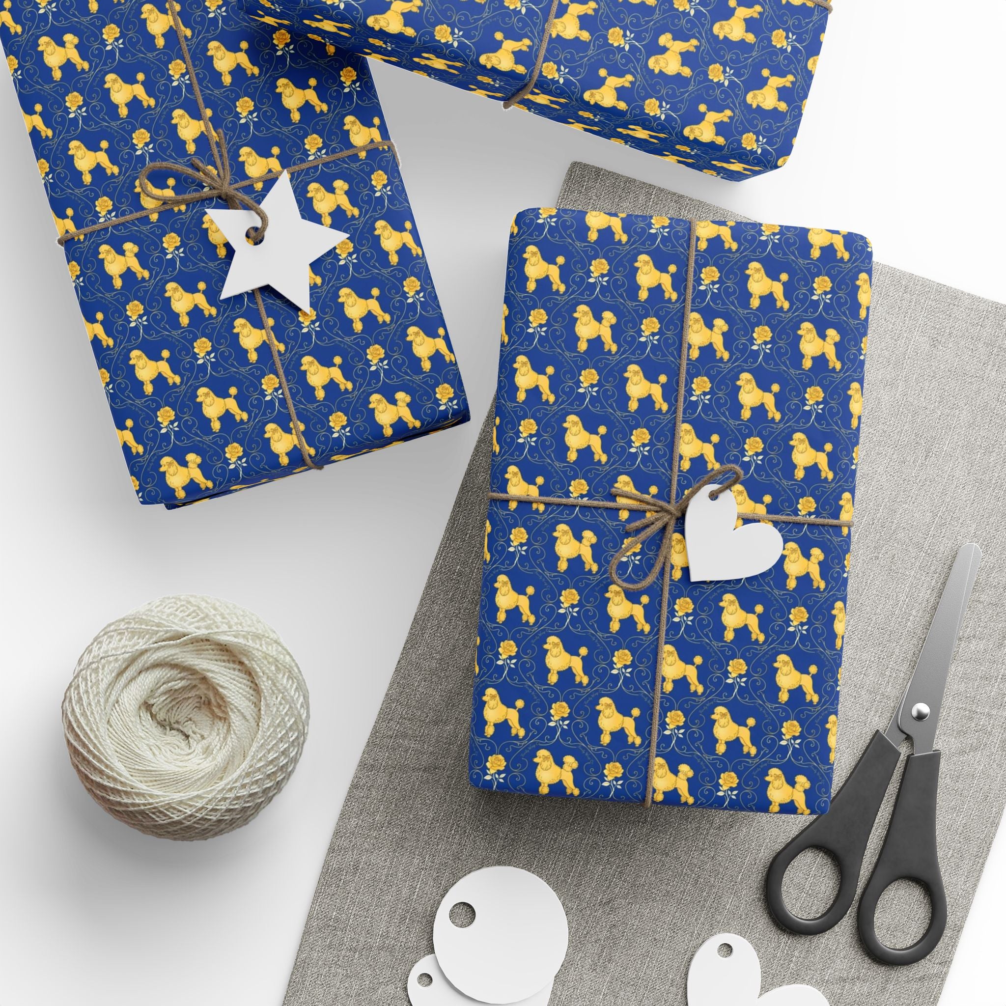 Golden Poodle & Yellow Rose Pattern — African American Gift Wrap by Family Wrap Co.
