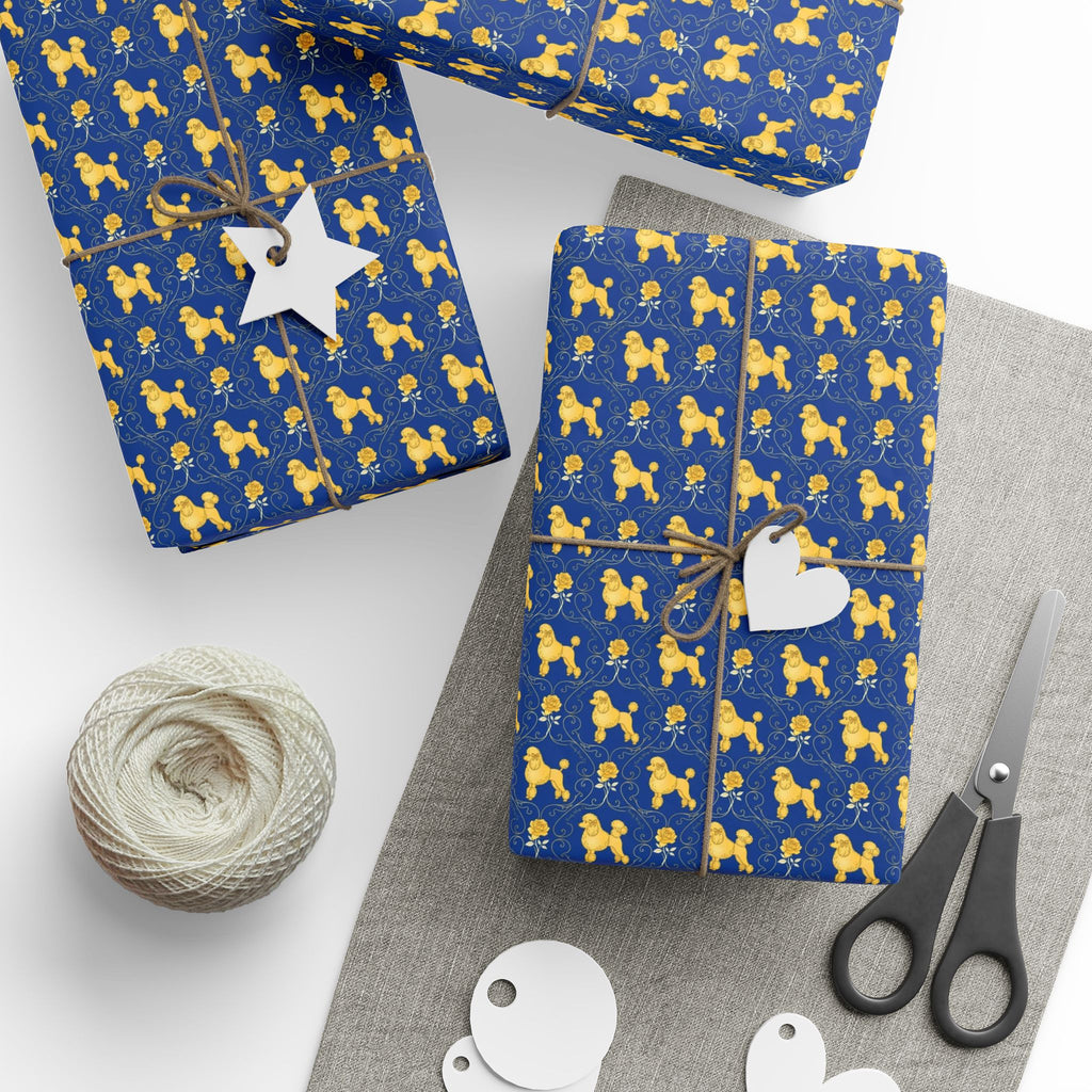 Golden Poodle & Yellow Rose Pattern — African American Gift Wrap by Family Wrap Co.