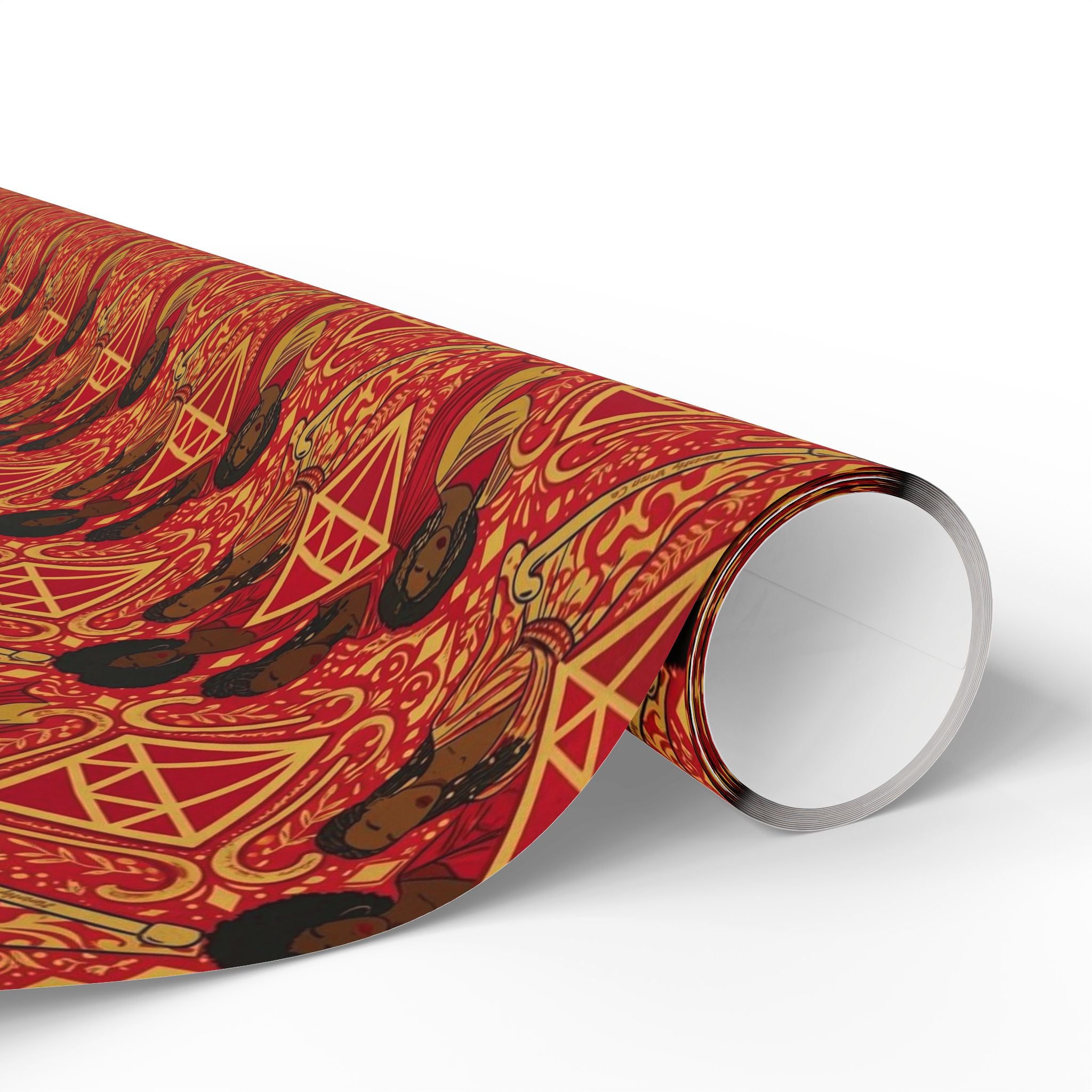 Crimson & Gold Diamond Cane Collection — African American Gift Wrap by Family Wrap Co.
