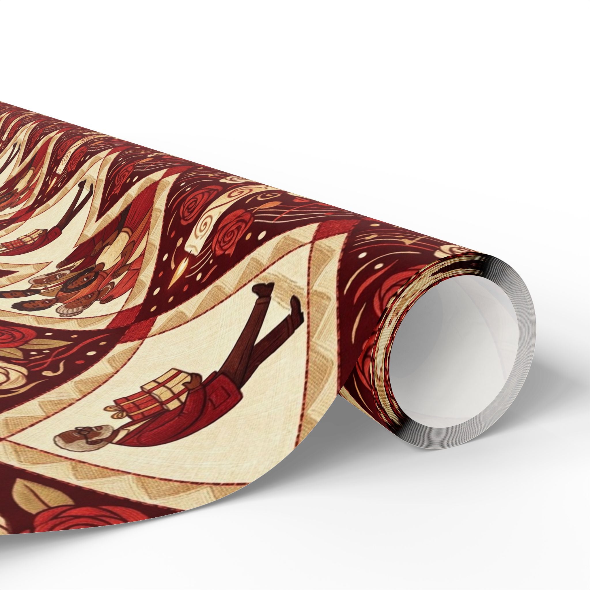 Crimson & Cream Celebration Quilt Wrapping Paper — Family Wrap Co.