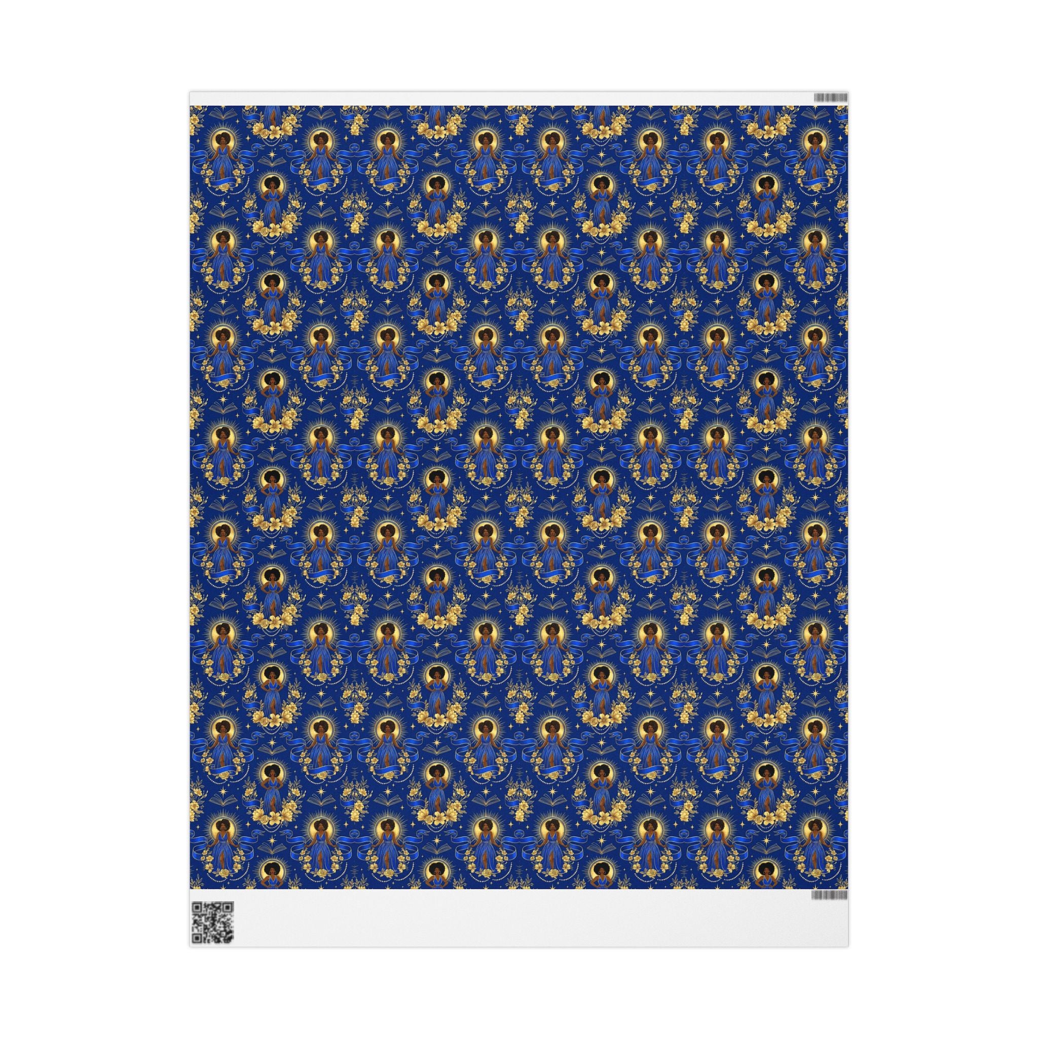 Blue & Gold Radiant Wisdom Wrapping Paper — Family Wrap Co.