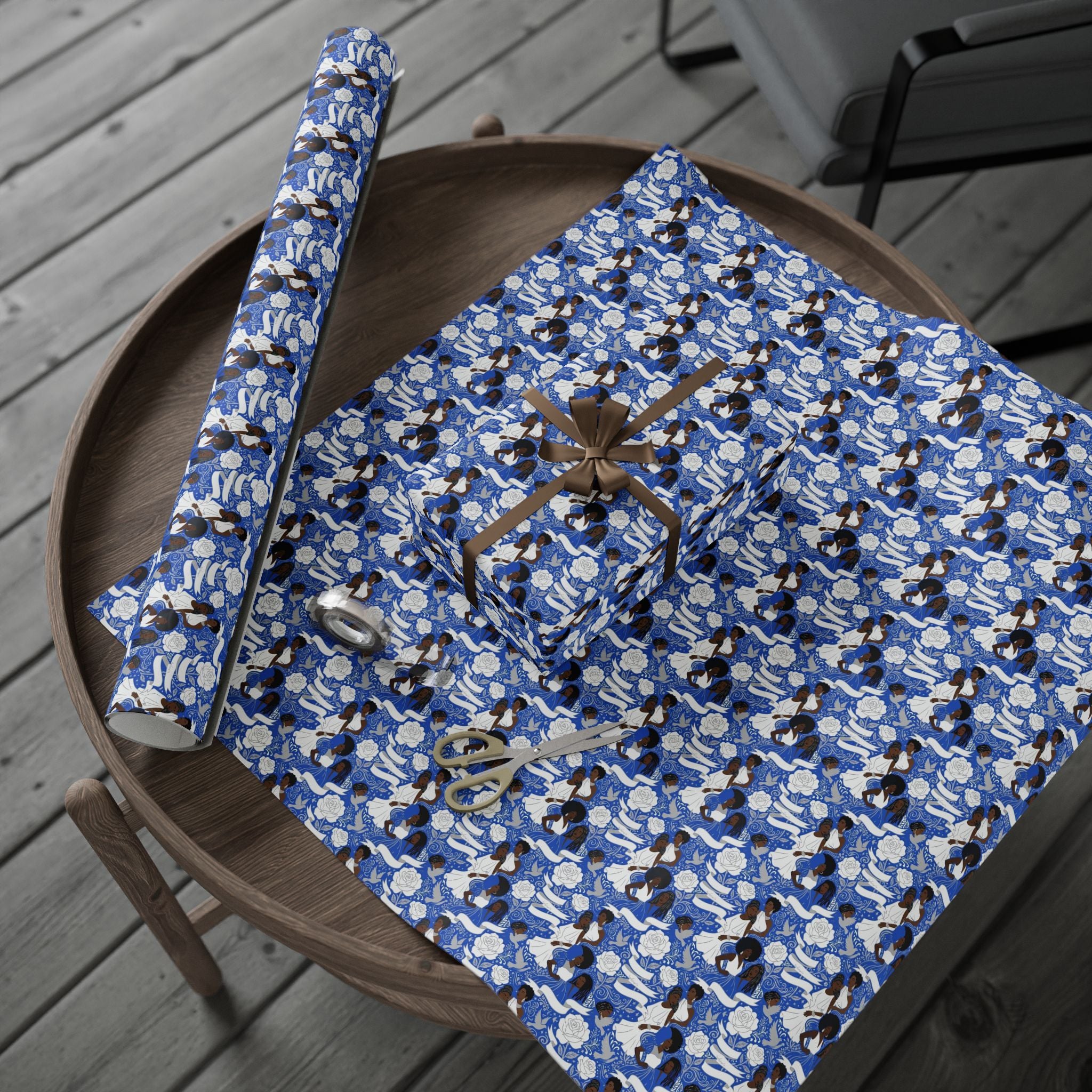 Royal Blue Grace Women's Pattern — African American Gift Wrap by Family Wrap Co.