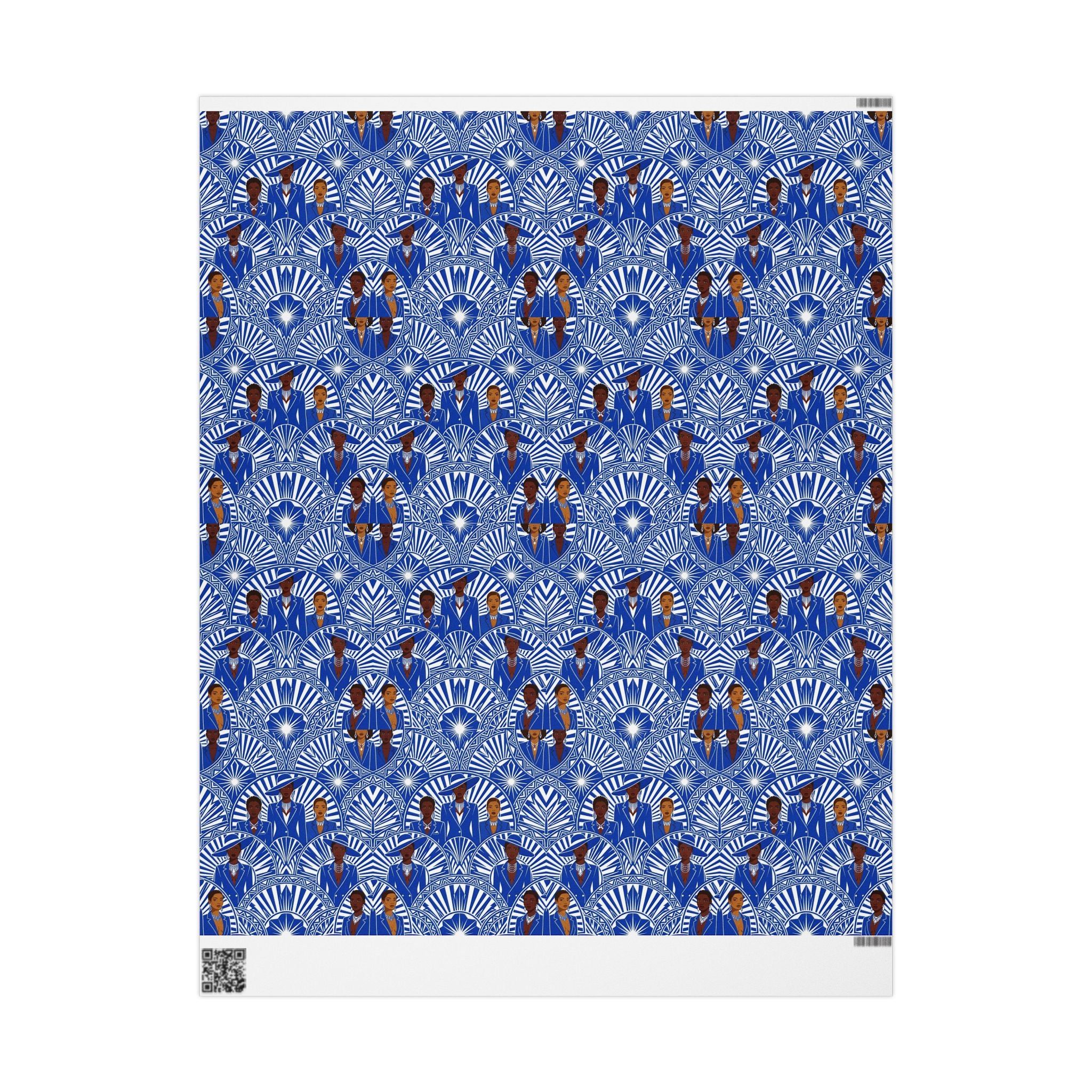 Royal Blue & White Art Deco Royalty Wrapping Paper — Family Wrap Co.