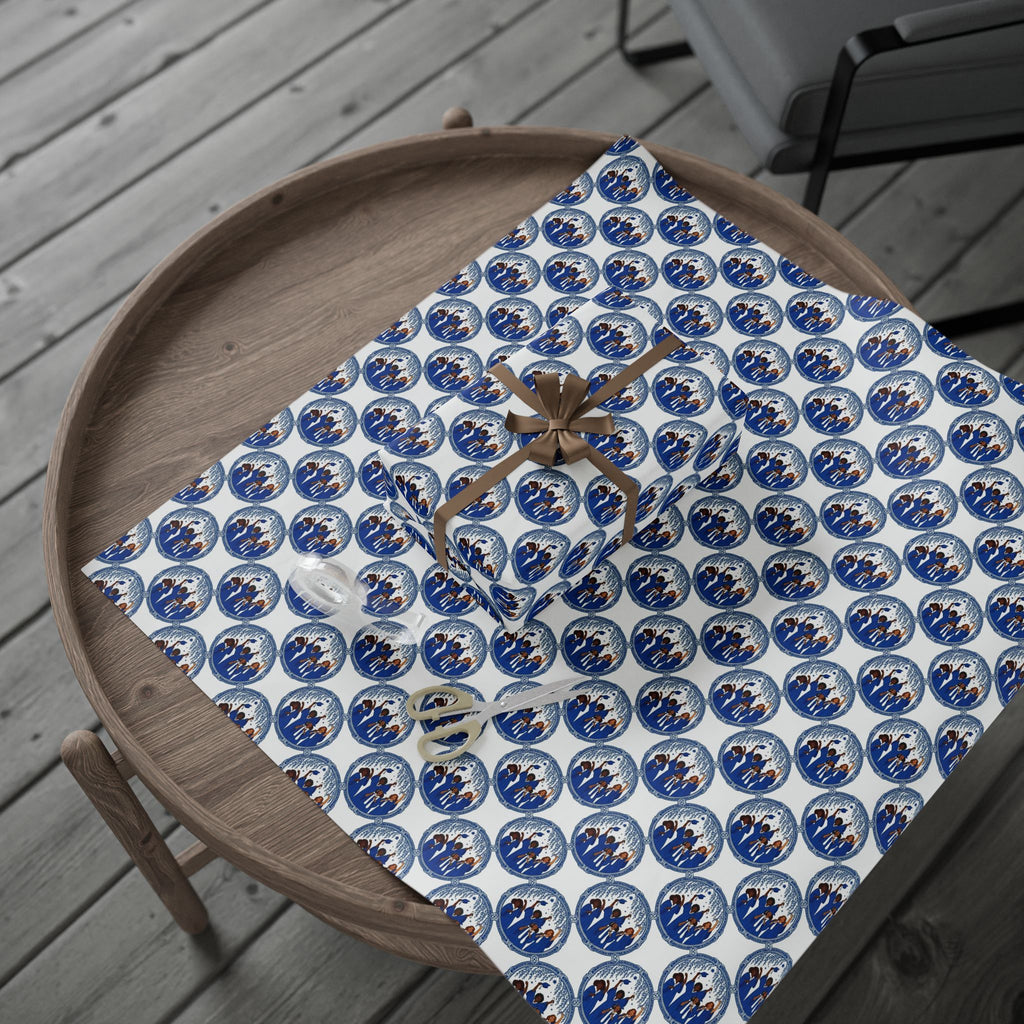 Royal Blue White Graduation Horizon Wrapping Paper — Family Wrap Co.