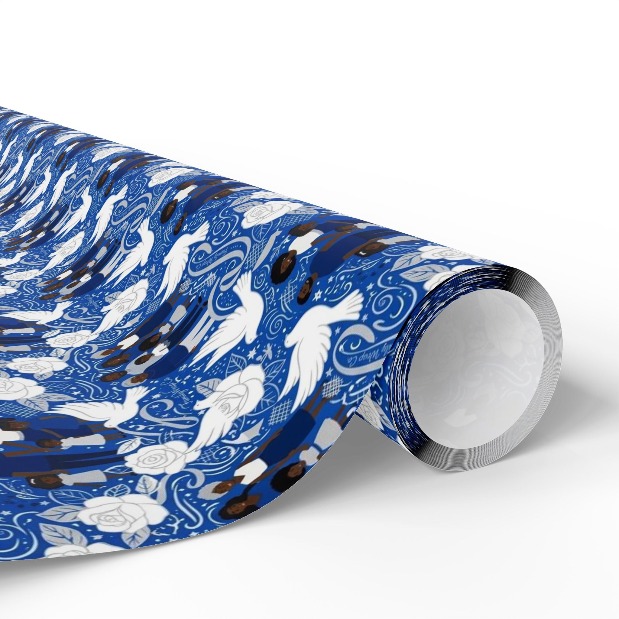 Blue & White Grace Family Collection — African American Gift Wrap by Family Wrap Co.
