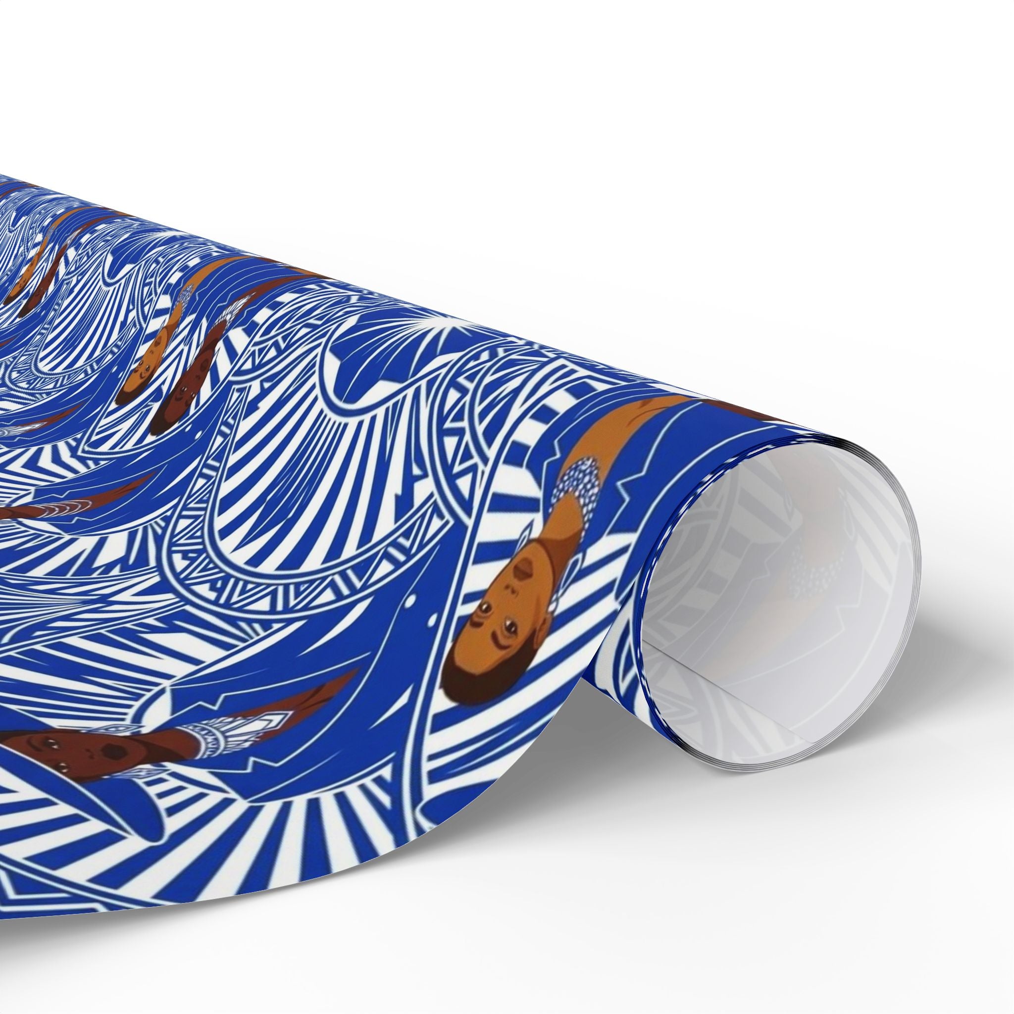 Royal Blue & White Art Deco Royalty Wrapping Paper — Family Wrap Co.