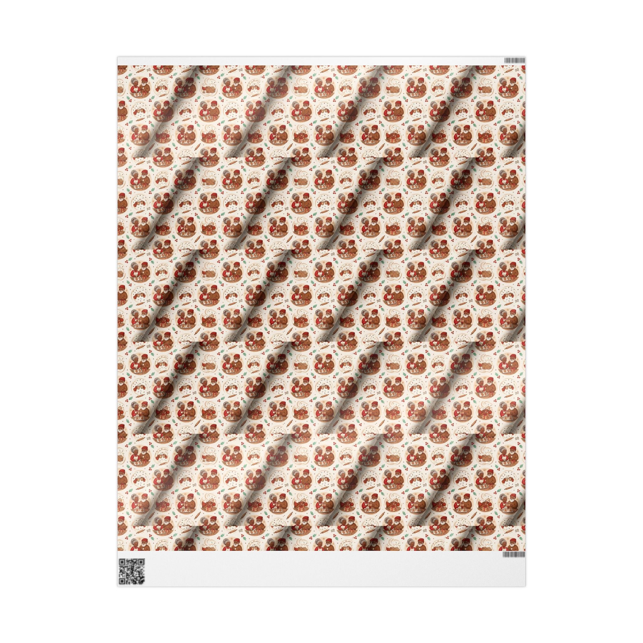 Mr. and Mrs. Claus Sweet Treats Pattern — African American Gift Wrap by Family Wrap Co.