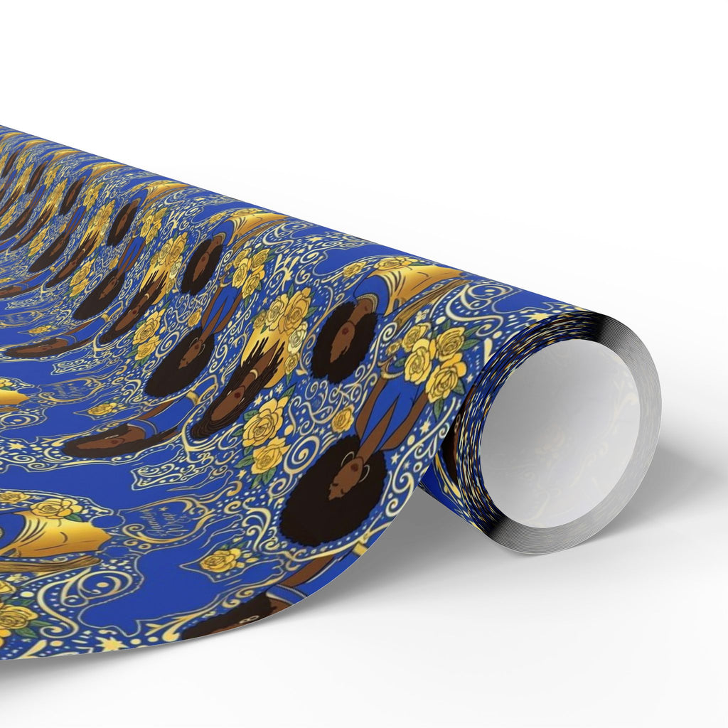 Blue & Gold Glamour Women's Collection — African American Gift Wrap by Family Wrap Co.