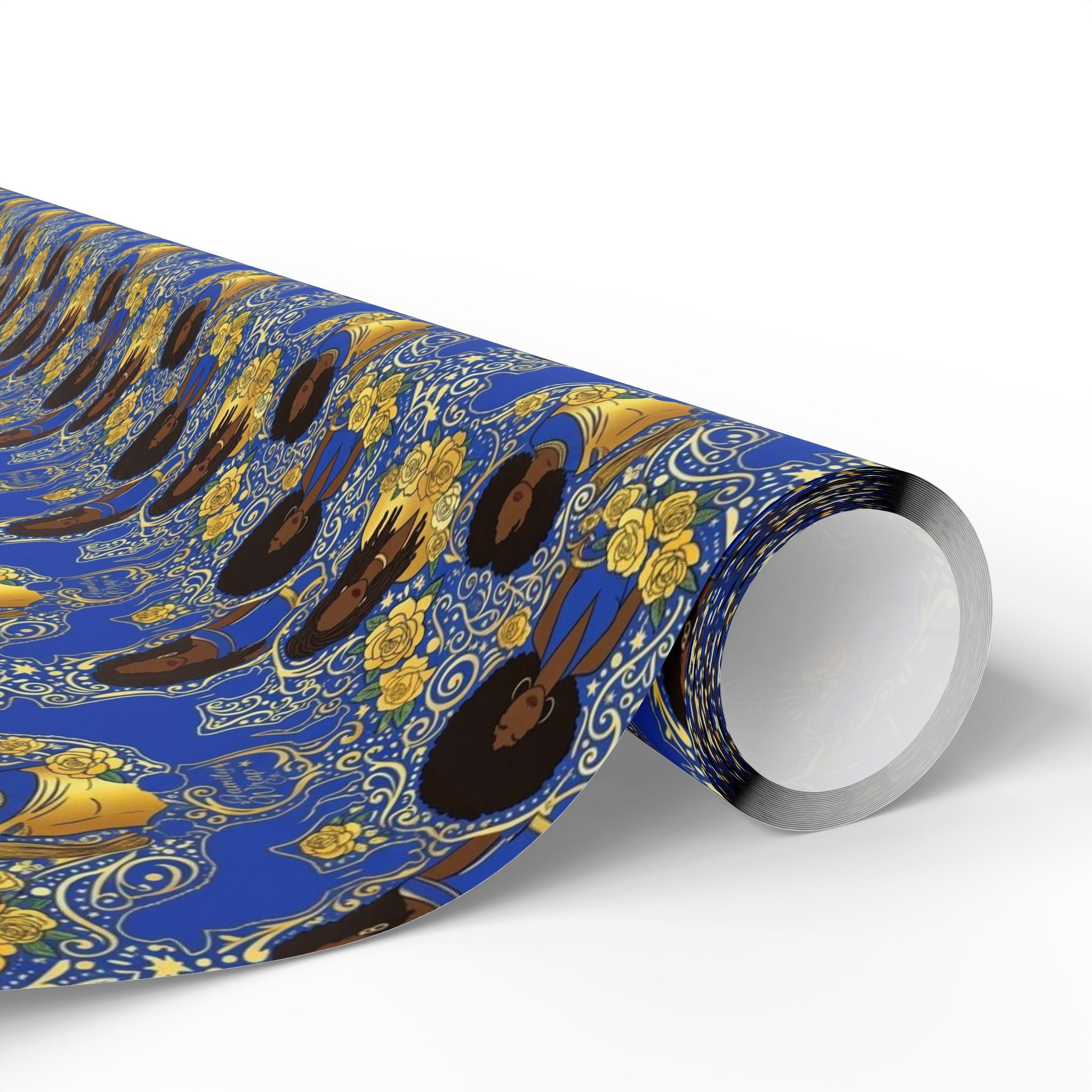 Blue & Gold Glamour Women's Collection — African American Gift Wrap by Family Wrap Co.
