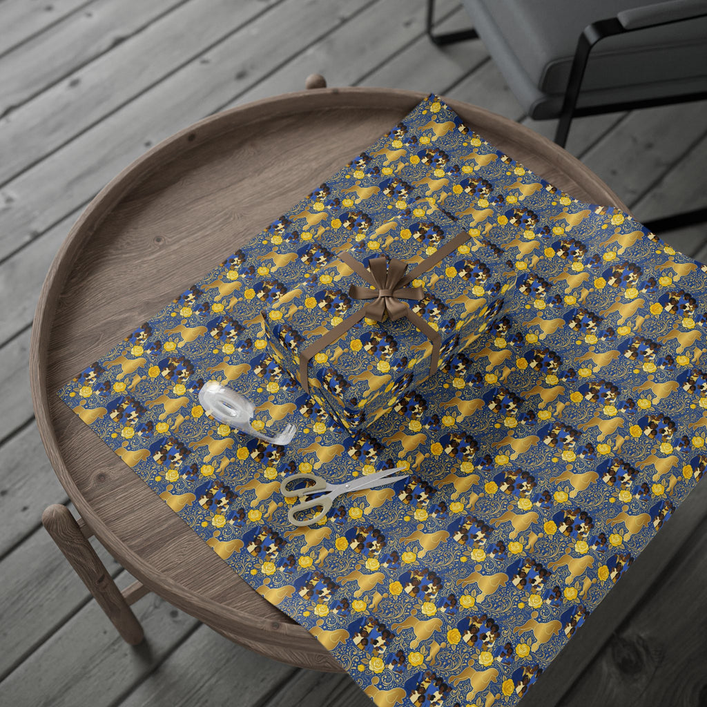 Blue & Gold Family Prestige Wrap — African American Gift Wrap by Family Wrap Co.