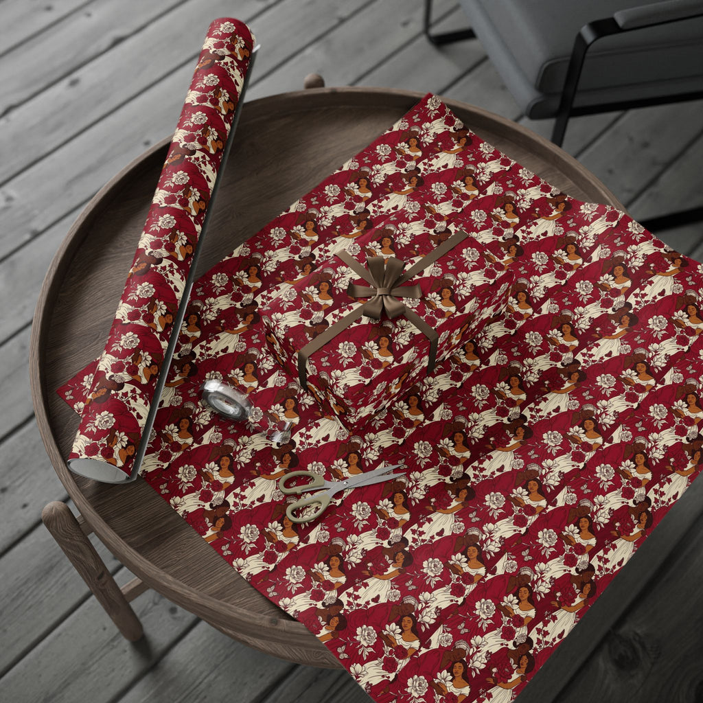 Crimson Cream Garden Gathering Wrapping Paper — Family Wrap Co.