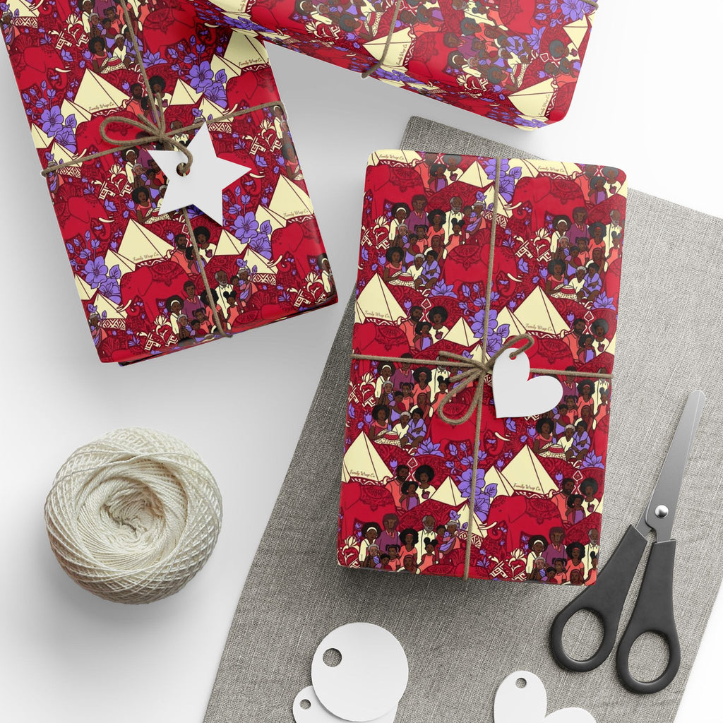 Crimson & Cream Heritage Family Wrap — African American Gift Wrap by Family Wrap Co.