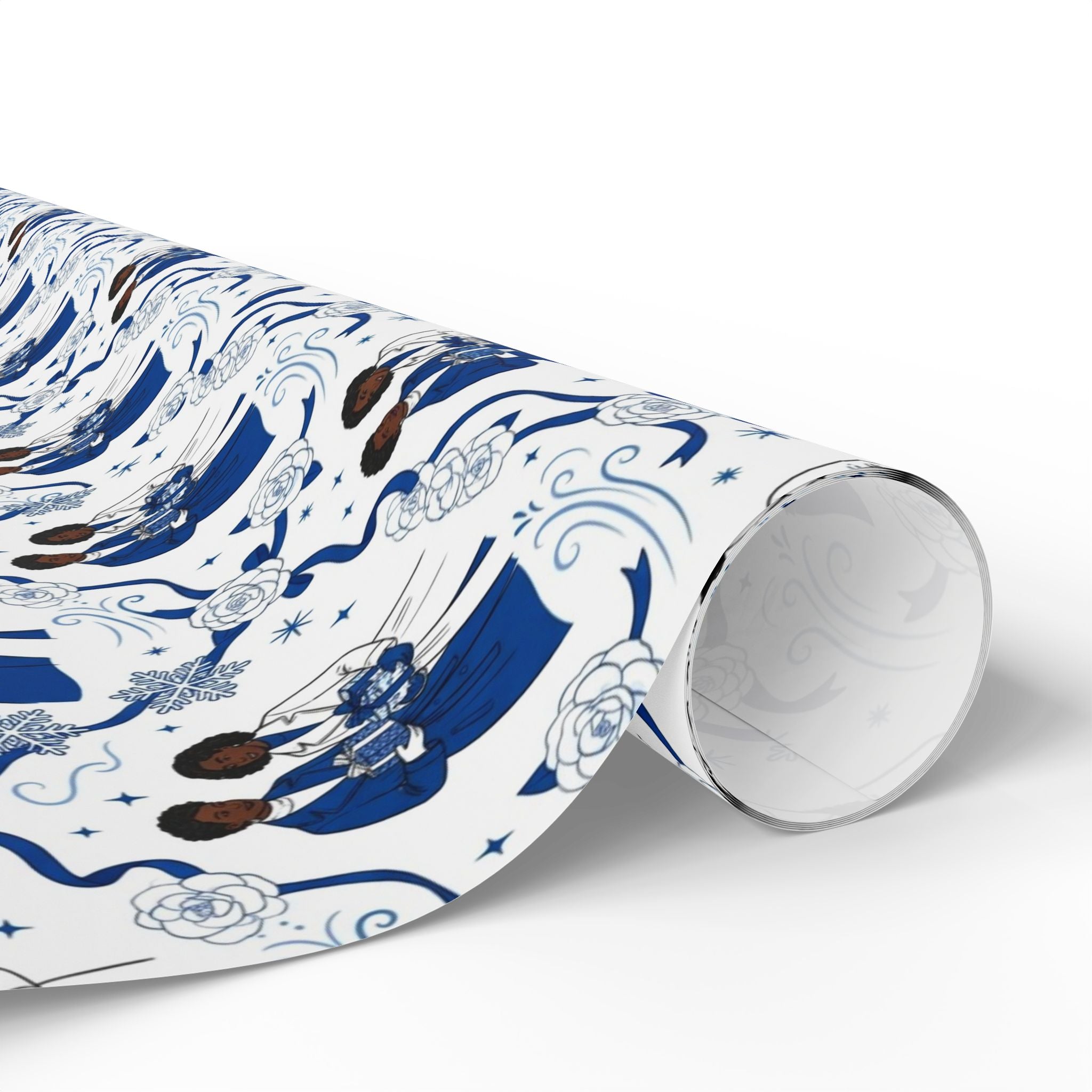 Royal Blue & White Winter Grace Gift Wrap — Family Wrap Co.