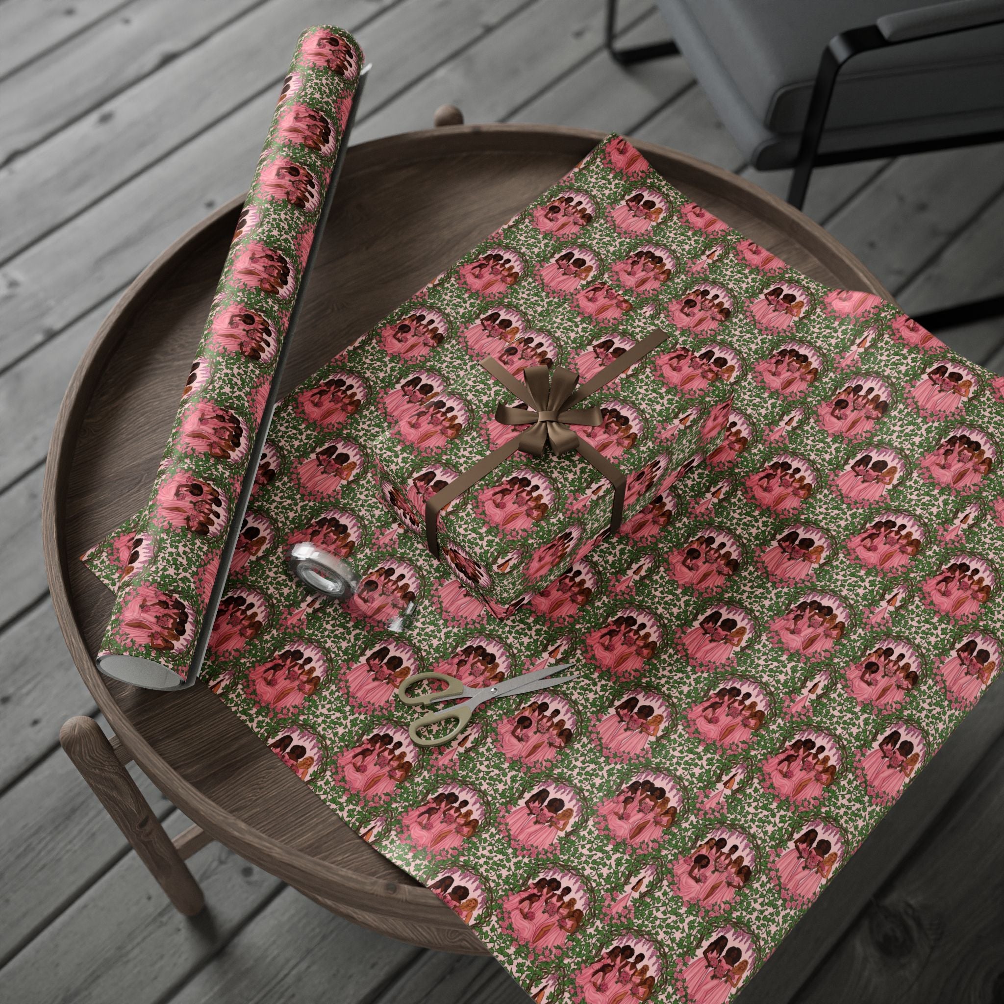 Pink & Green Garden Party Wrapping Paper — Family Wrap Co.