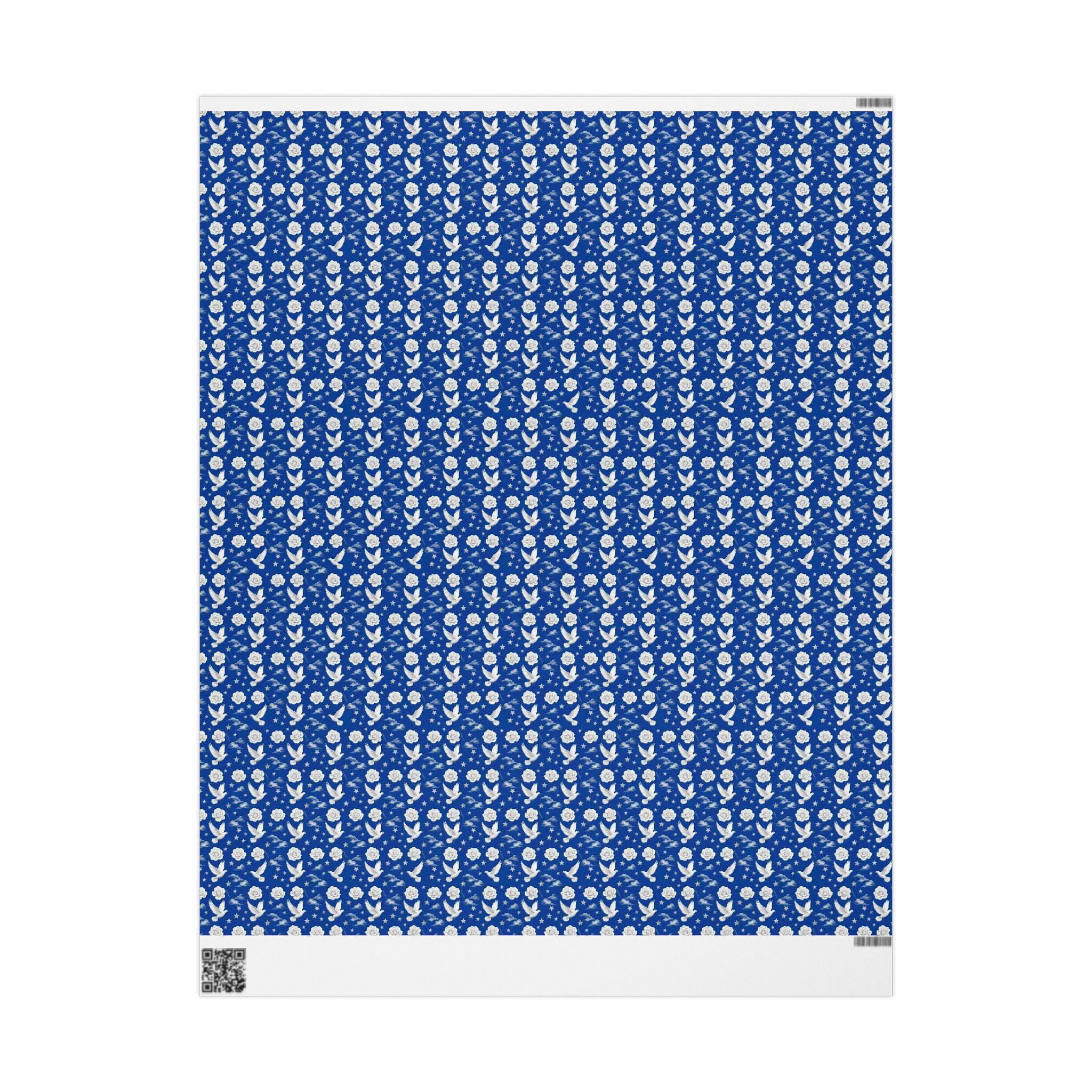 Royal Blue & White Celestial Botanical Gift Wrap — Family Wrap Co.