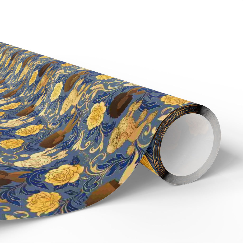 Sapphire Crown & Golden Bloom Wrapping Paper — Family Wrap Co.