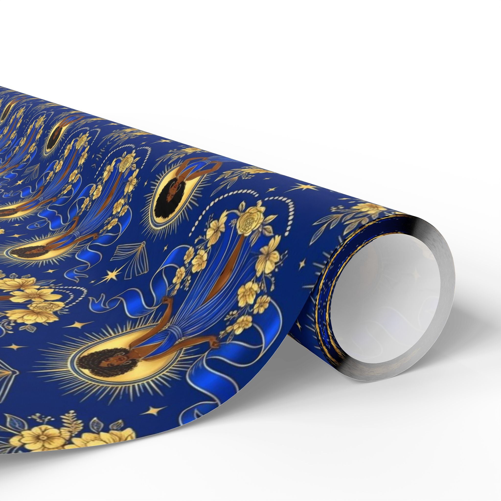 Blue & Gold Radiant Wisdom Wrapping Paper — Family Wrap Co.