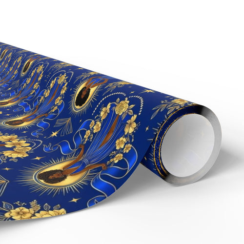 Blue & Gold Radiant Wisdom Wrapping Paper — Family Wrap Co.