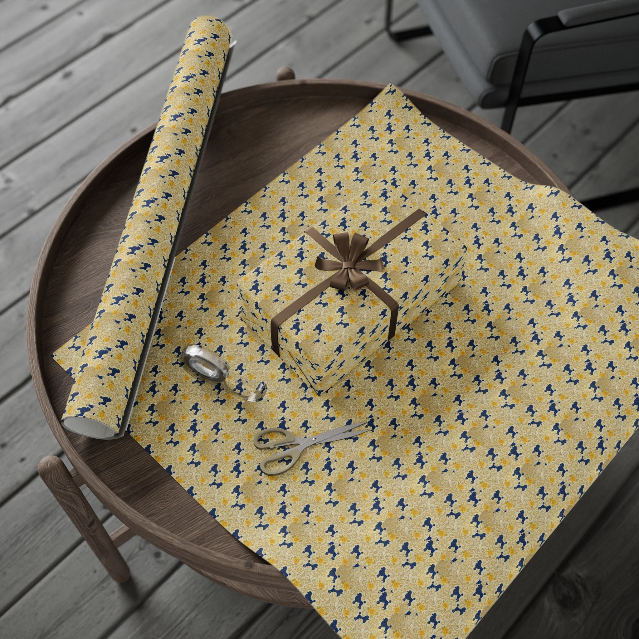 Cobalt Filigree & Poodle Garden — African American Gift Wrap by Family Wrap Co.