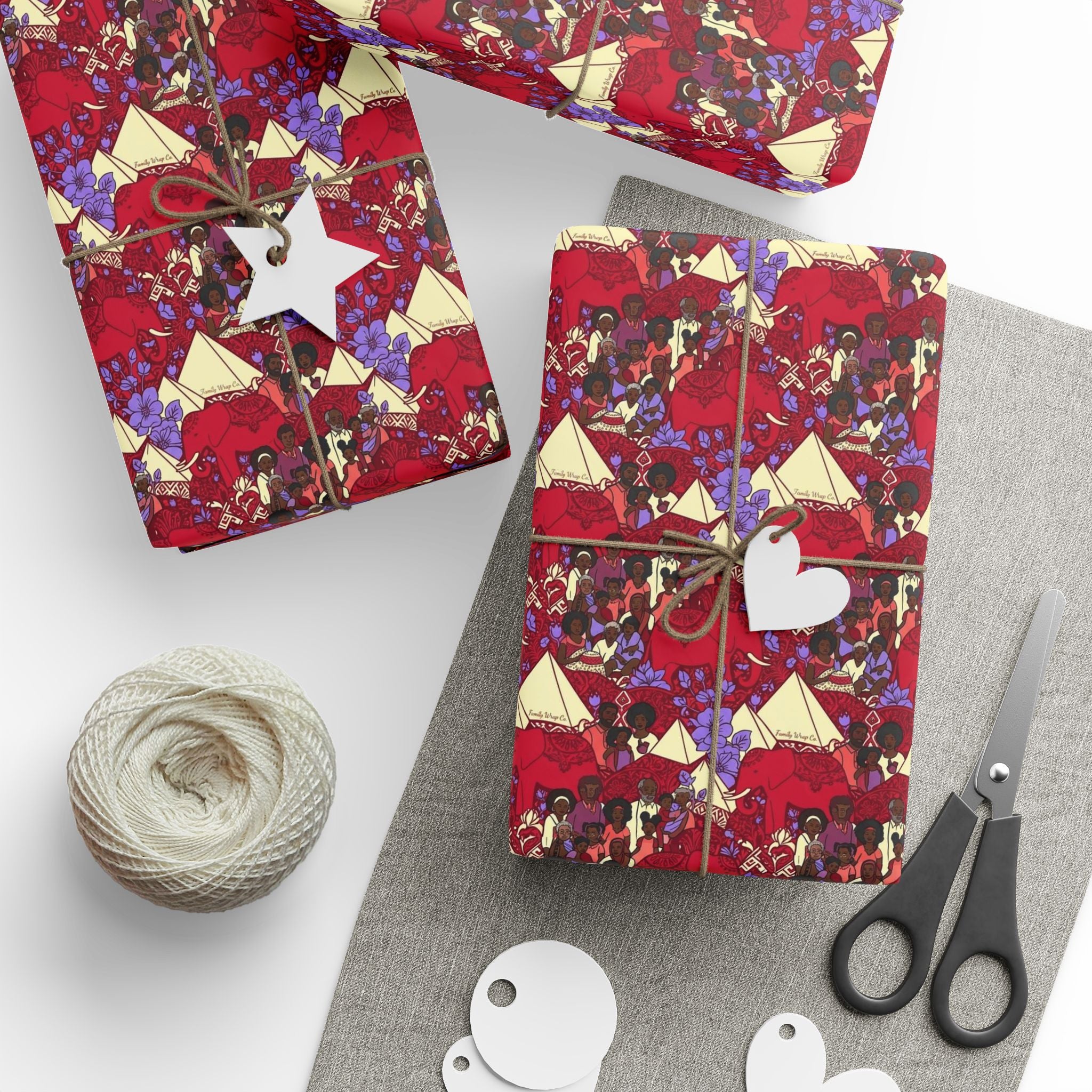 Crimson & Cream Heritage Family Wrap — African American Gift Wrap by Family Wrap Co.