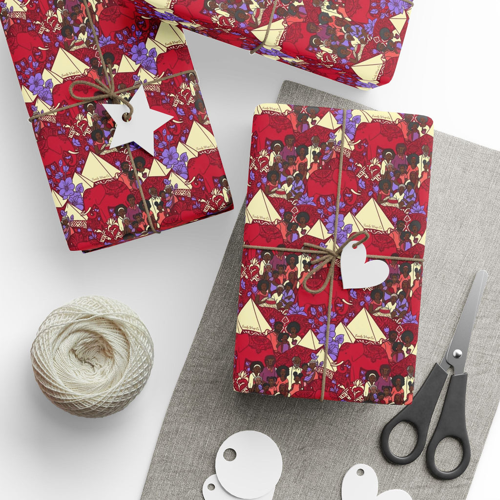 Crimson & Cream Heritage Family Wrap — African American Gift Wrap by Family Wrap Co.
