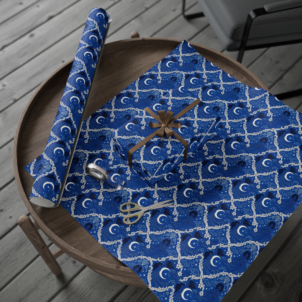 Royal Blue & White Celestial Sisters Gift Wrap — Family Wrap Co.