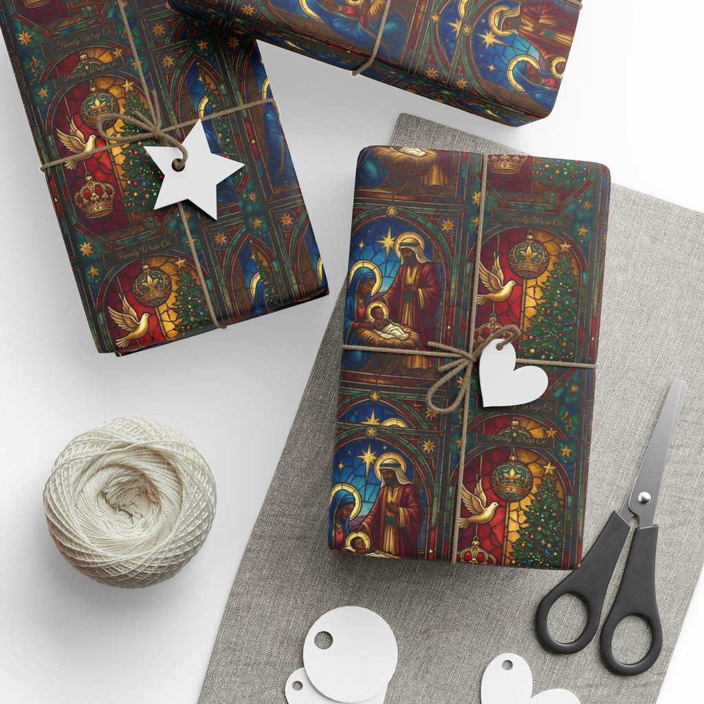 Jewel Tone Nativity Scene Christmas Gift Wrap — Family Wrap Co.