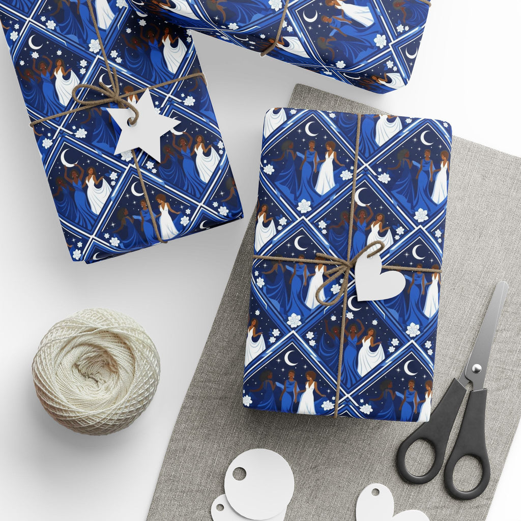 Royal Blue Moonlit Gala Wrapping Paper — Family Wrap Co.