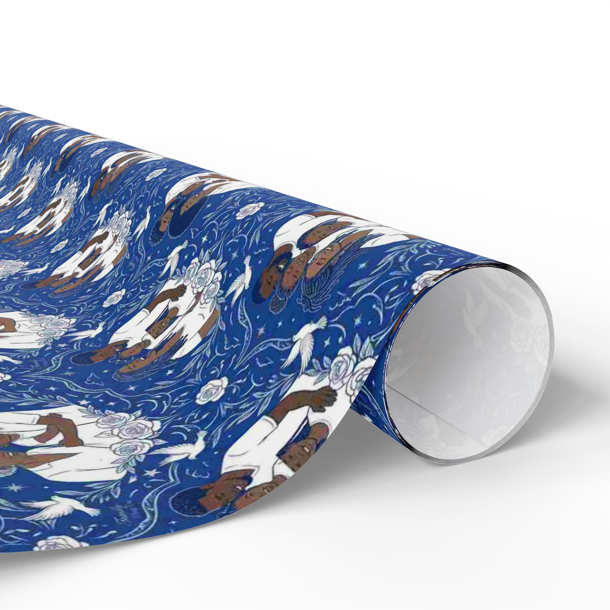 Star Rise Families of Light — Royal Blue & Silver Celestial Wrapping Paper — Family Wrap Co.