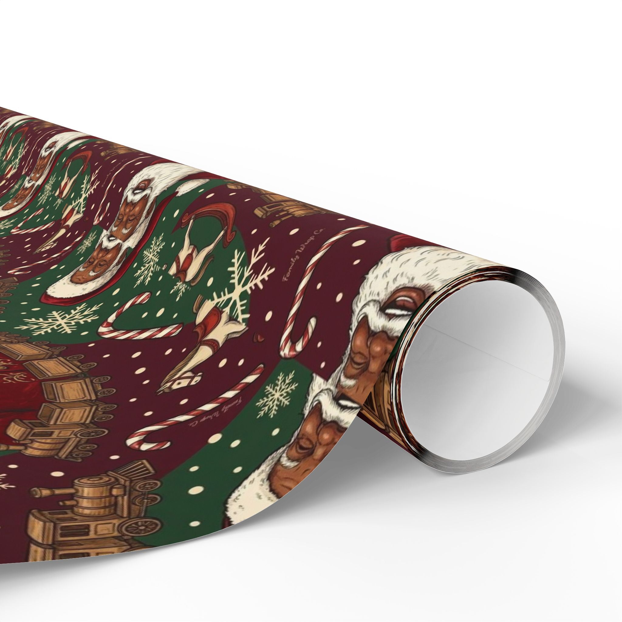 Jolly Black Santa Workshop Pattern — African American Gift Wrap by Family Wrap Co.