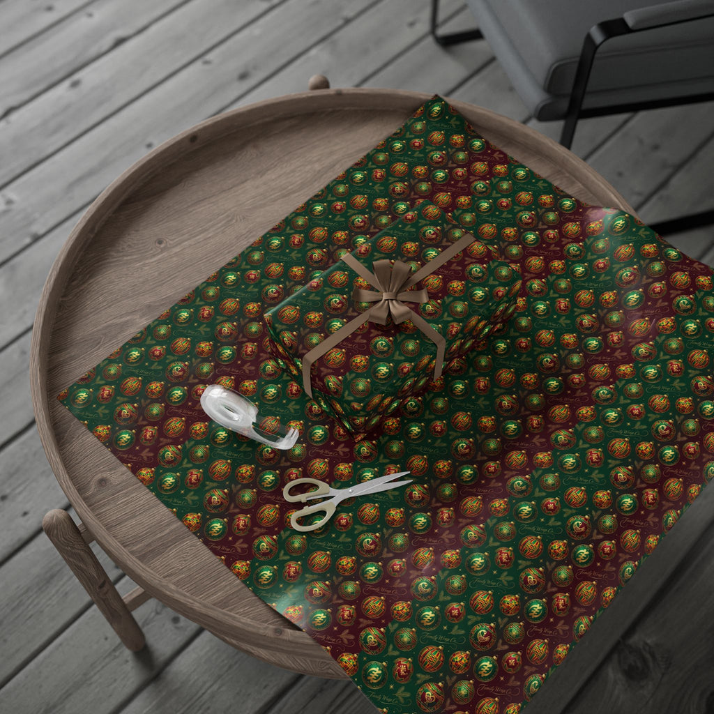 Golden Afrocentric Ornament Pattern — African American Gift Wrap by Family Wrap Co.