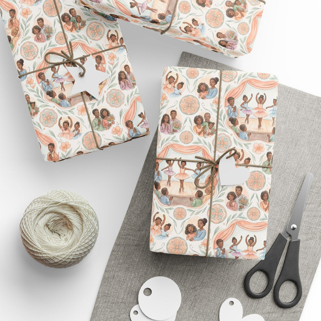 Dance Recital Grace — Peach & Sage Wrapping Paper — Family Wrap Co.