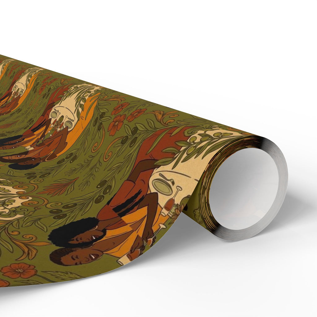 Friends Brunch Gathering — Earth Tone Elegance Wrapping Paper — Family Wrap Co.