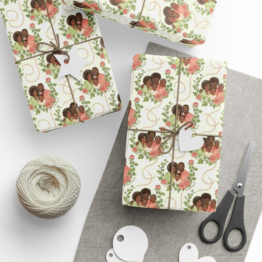 Pink & Green Floral Family Garden Gift Wrap — Family Wrap Co.