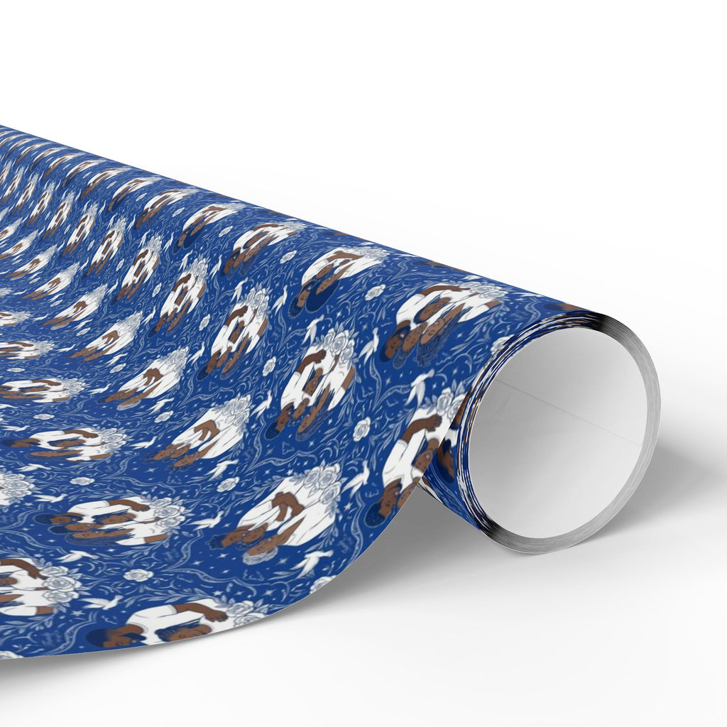 Royal Blue & White Star Rise -- Families of Light — African American Gift Wrap by Family Wrap Co.