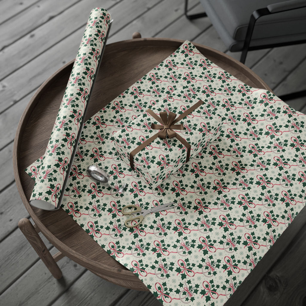 Mr. & Mrs. Claus Sweet Treats Pink & Green Holiday Wrapping Paper — Family Wrap Co.